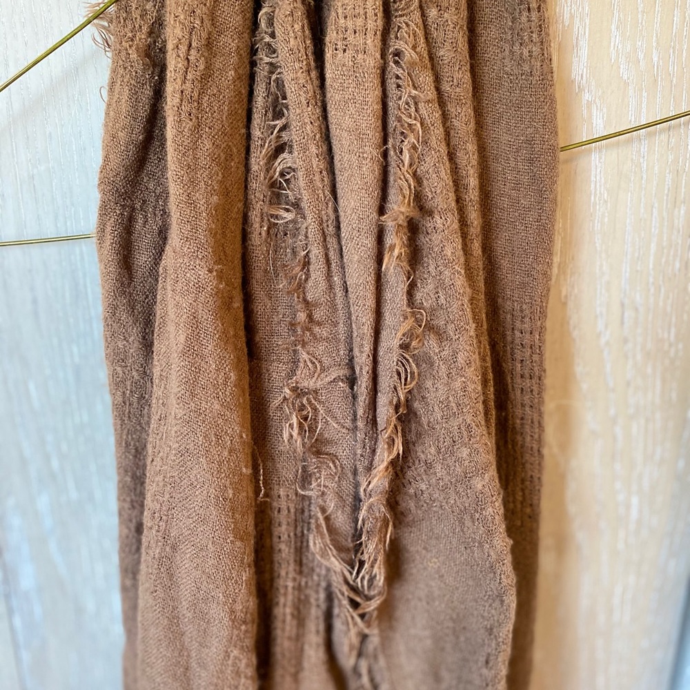 Brown infinity scarf with texture strands!